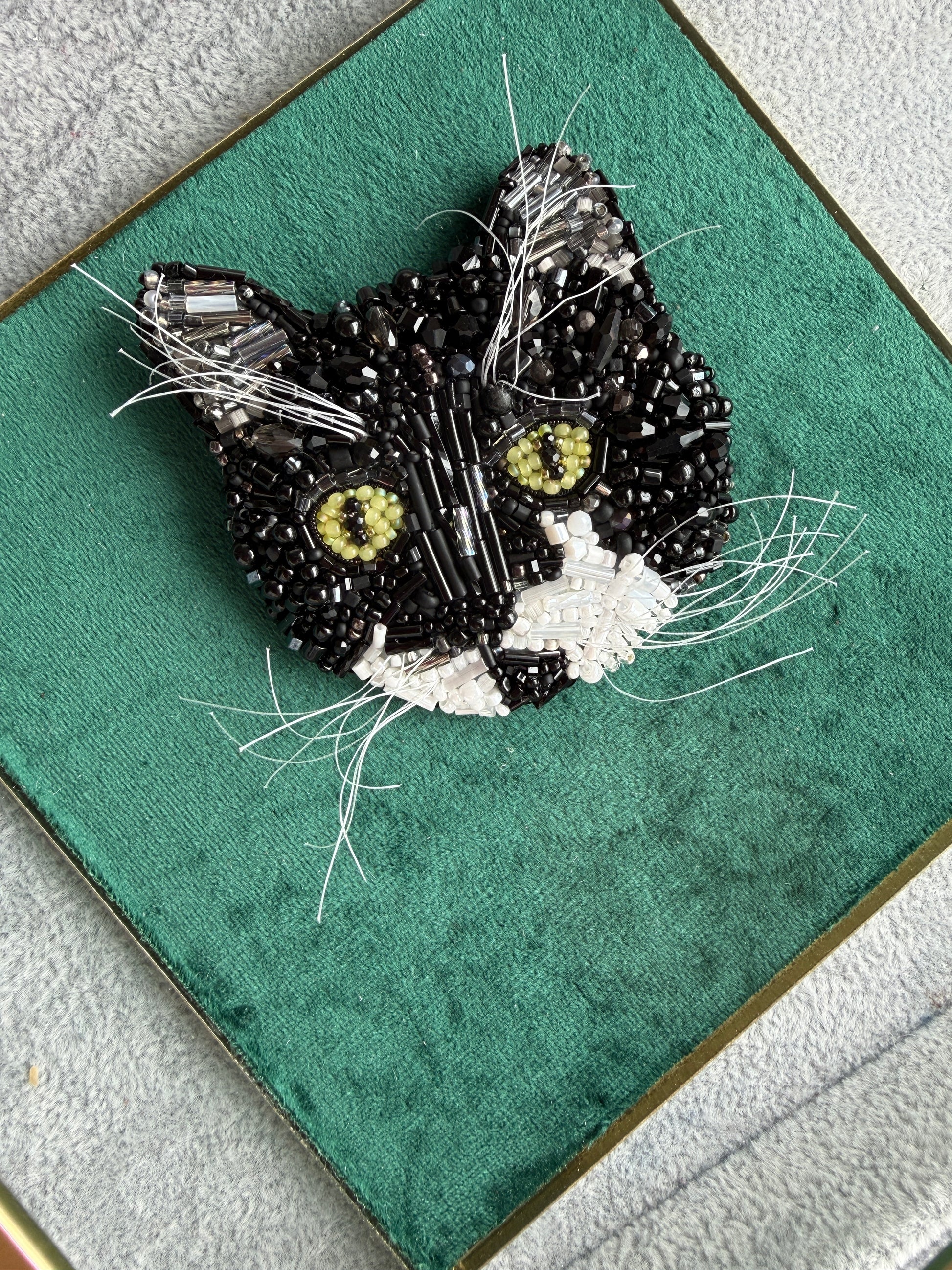 Custom Black Cat Portrait Brooch