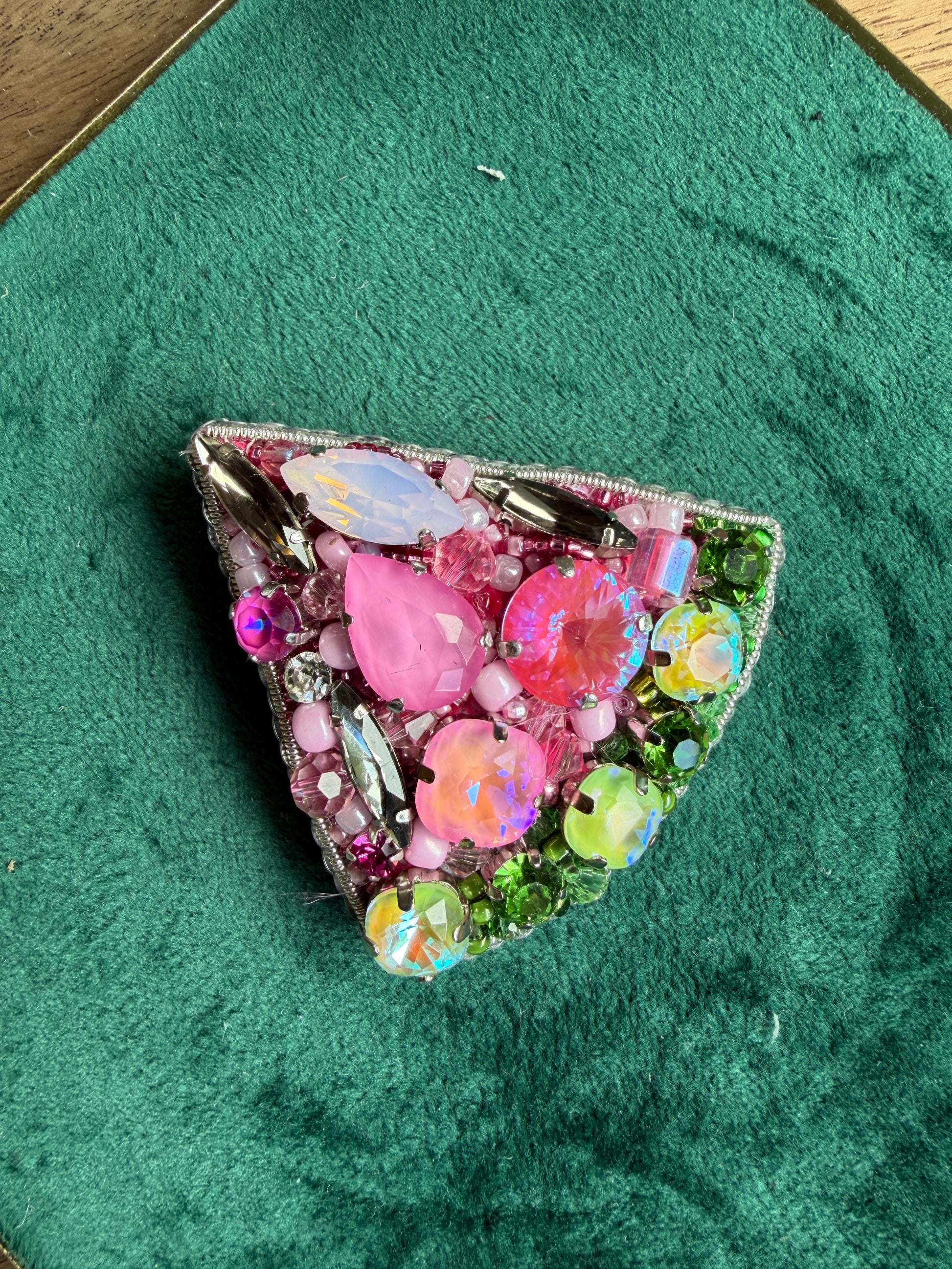 Watermelon Slice Beaded Brooch