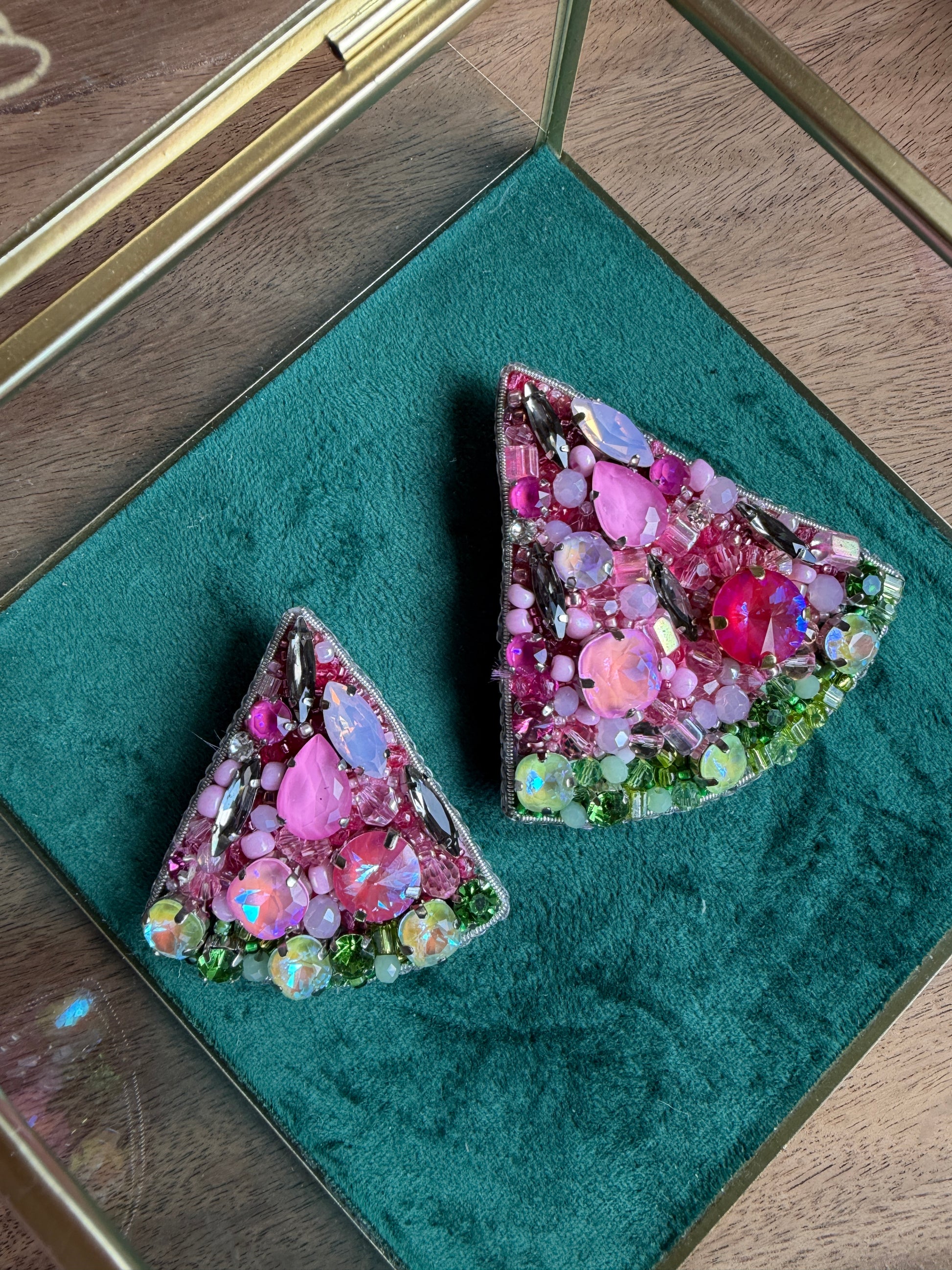 Watermelon Slice Beaded Brooch