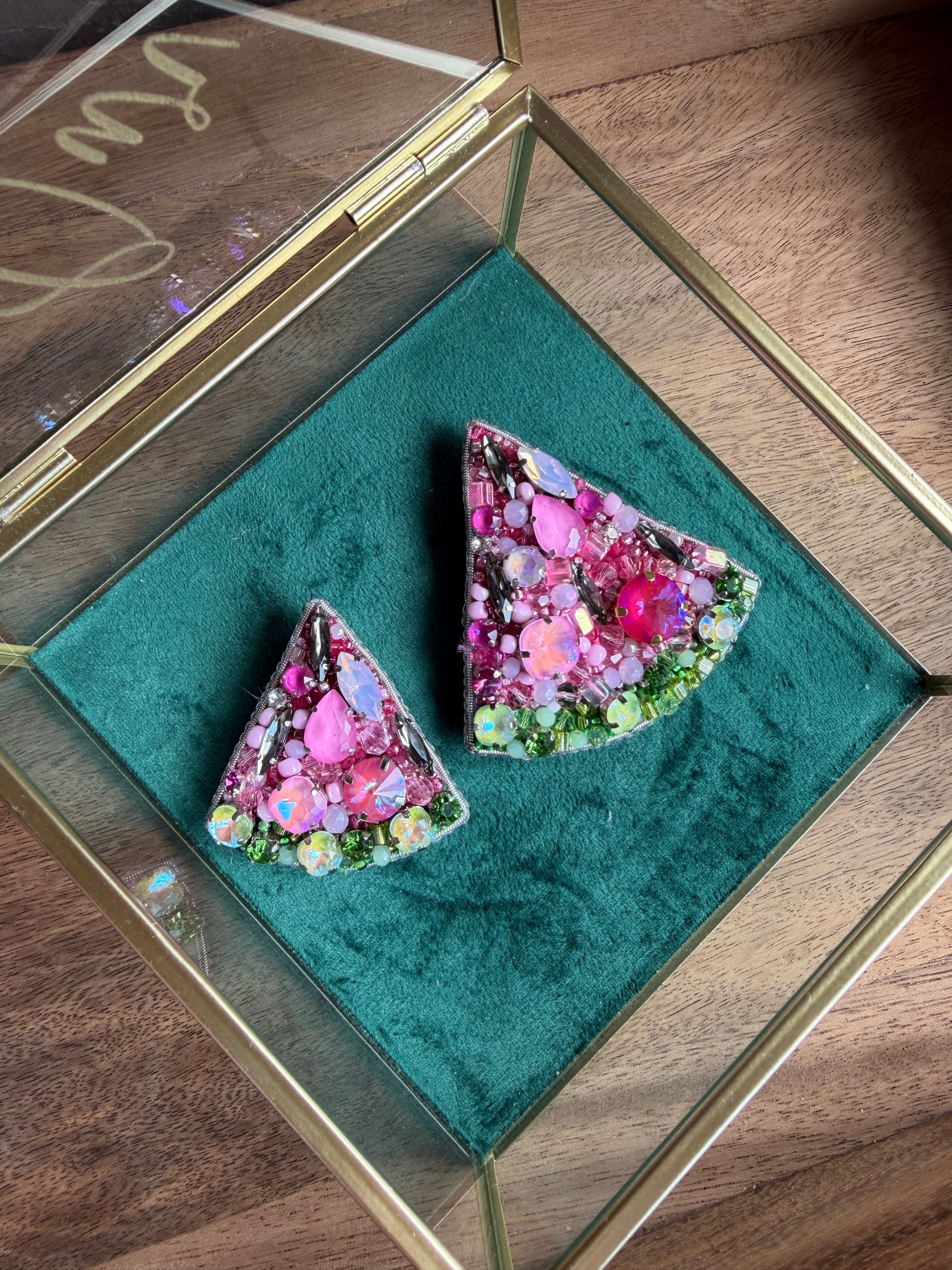Watermelon Slice Beaded Brooch