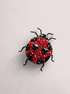 Charming Ladybug Pin – Handcrafted embroidered brooch for women featuring glass beads, crystals, and plastic beads on the face fixed on felt, measuring 3.52 inches by 2.34 inches (9 cm x 6 cm)