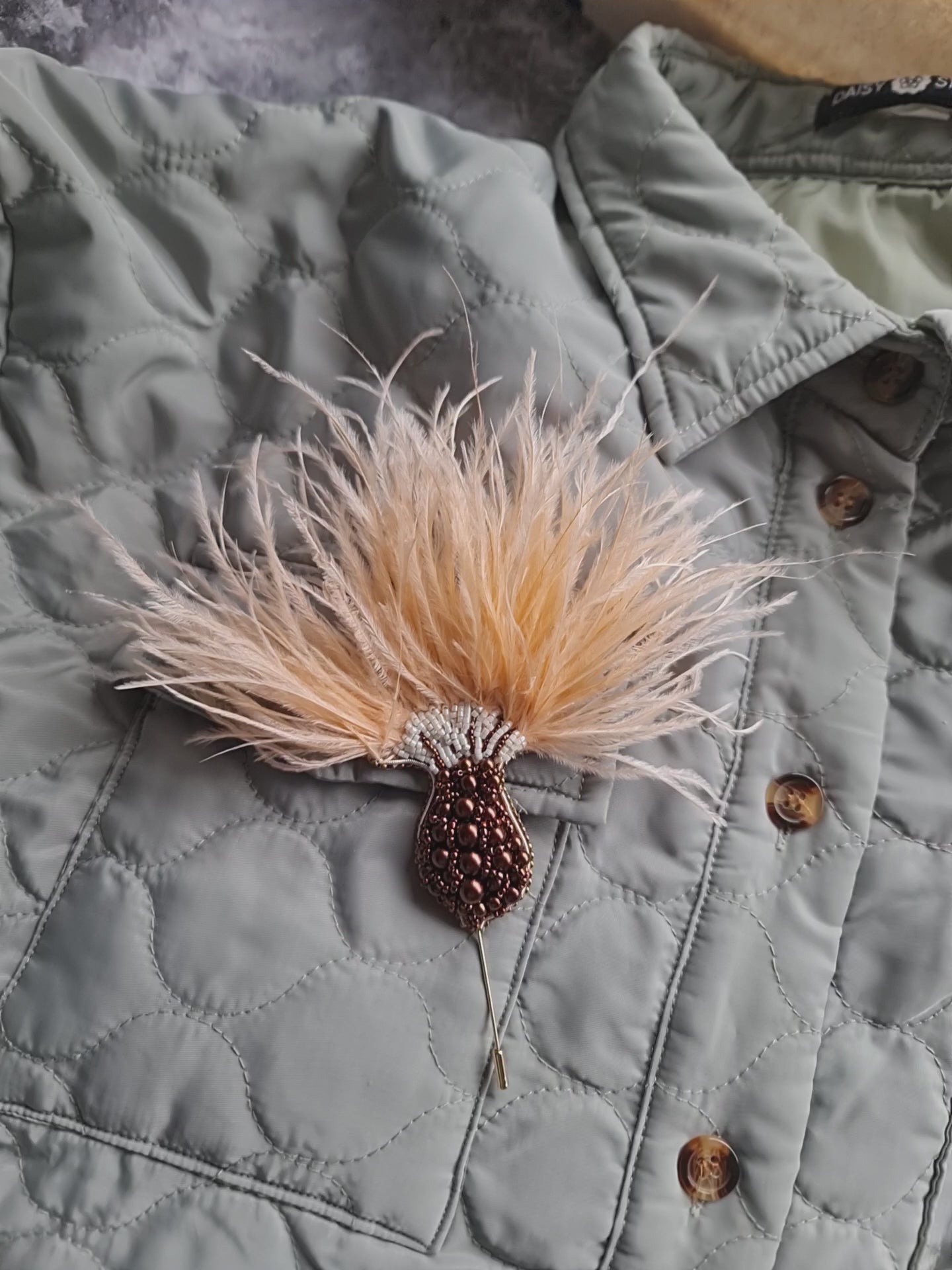 Thistle Feather Statement Brooch