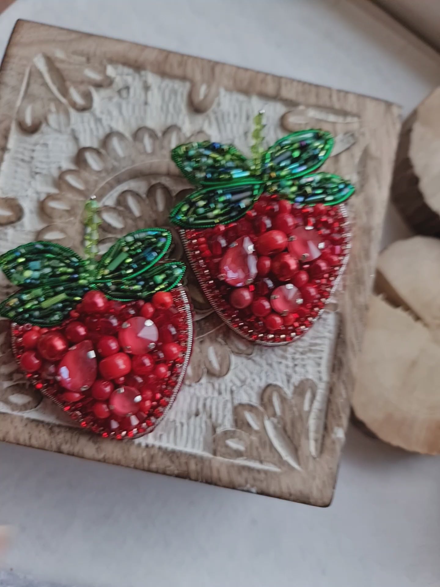 Lapel pin Strawberry Embroidered brooch, unique gifts for her