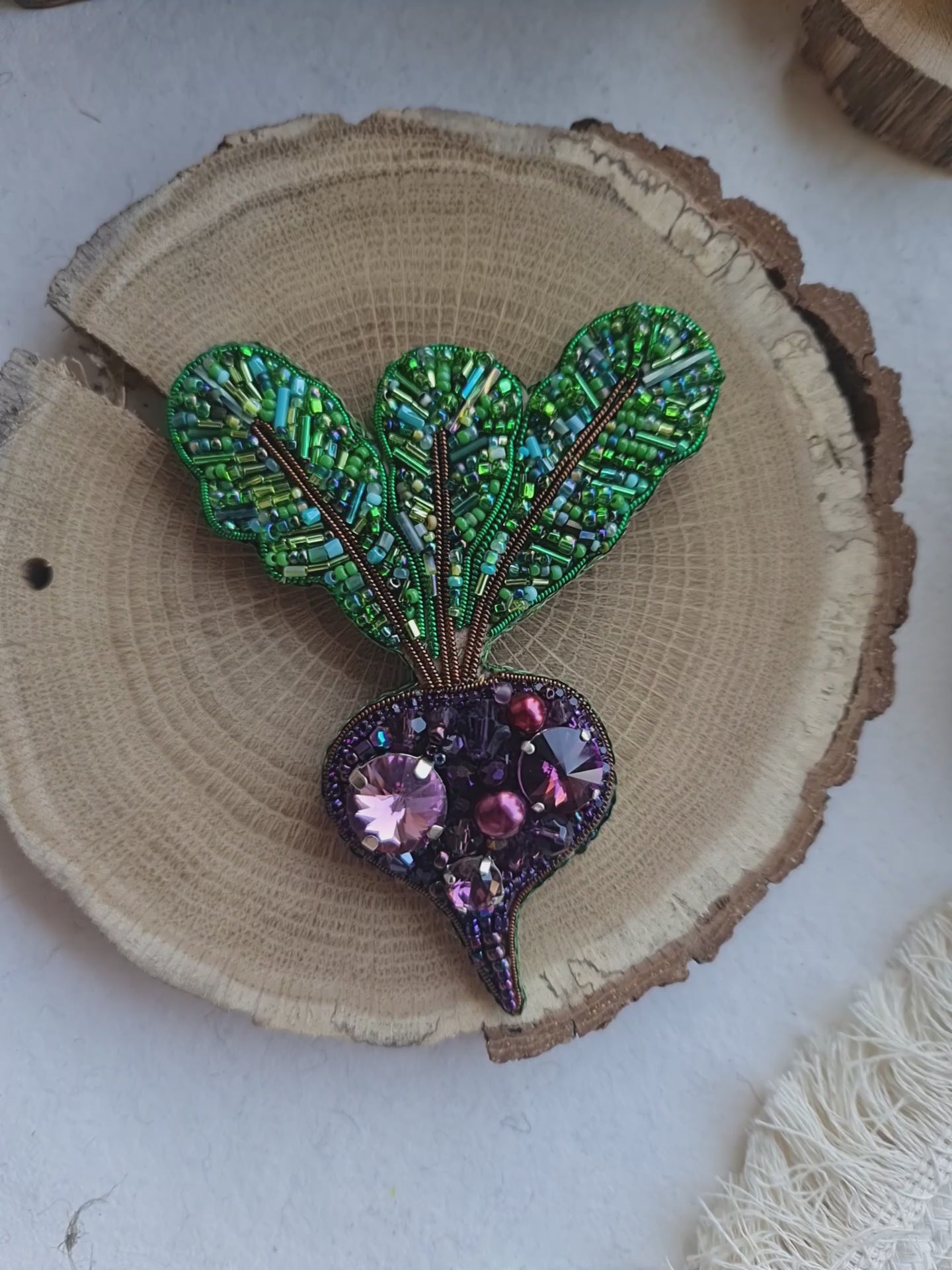 Gardener gift Purple Beet Crystal Pin, Vegetable Handmade jewelry Brooch