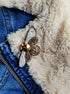 Bee beaded brooch pin, embroidered insect brooch