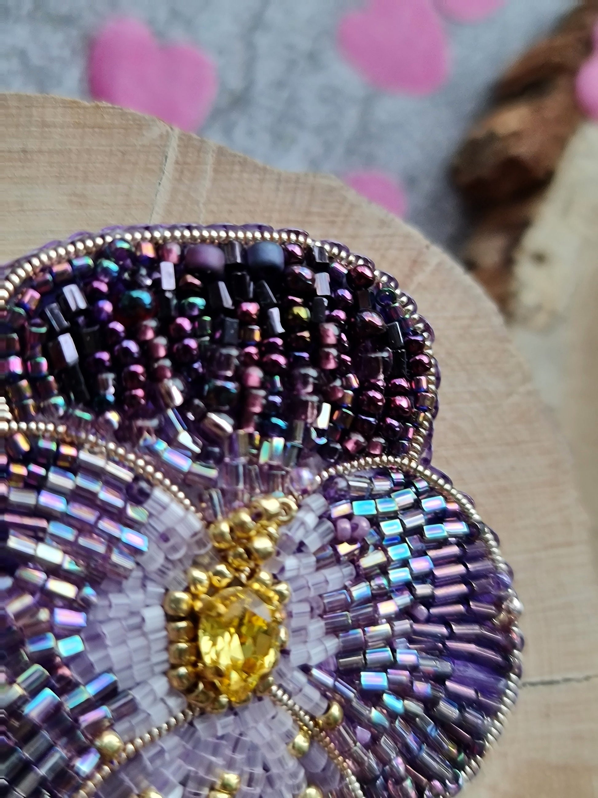 Pansies beaded brooch, flower nature jewelry, valentine gift