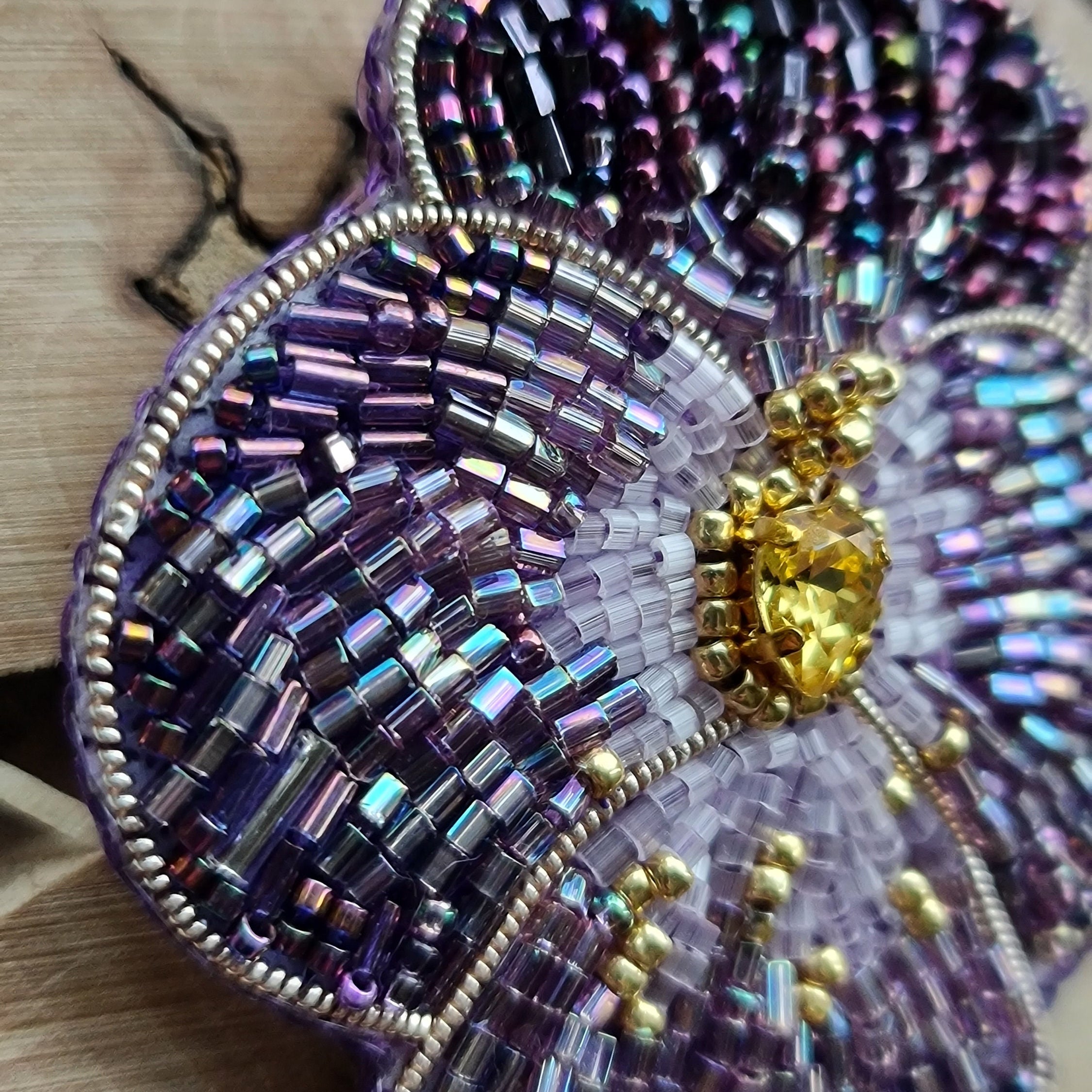 Pansies beaded brooch, flower nature jewelry, valentine gift